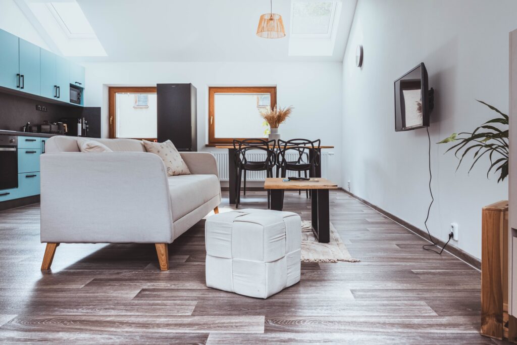 Obývací pokoj s televizí, ubytování Písařov